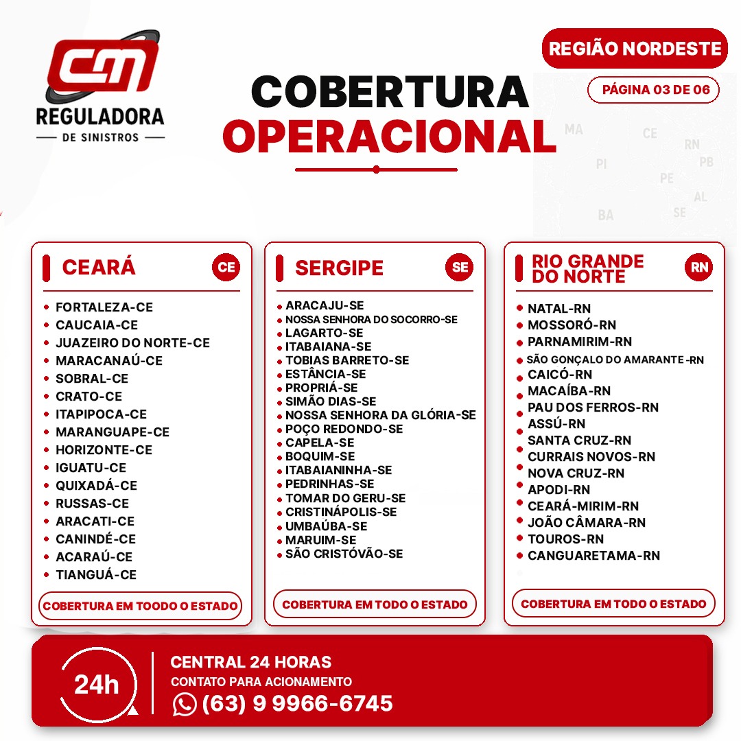Cobertura Operacional - Região Nordeste - Página 3 de 6 - Ceará, Sergipe e Rio Grande do Norte
